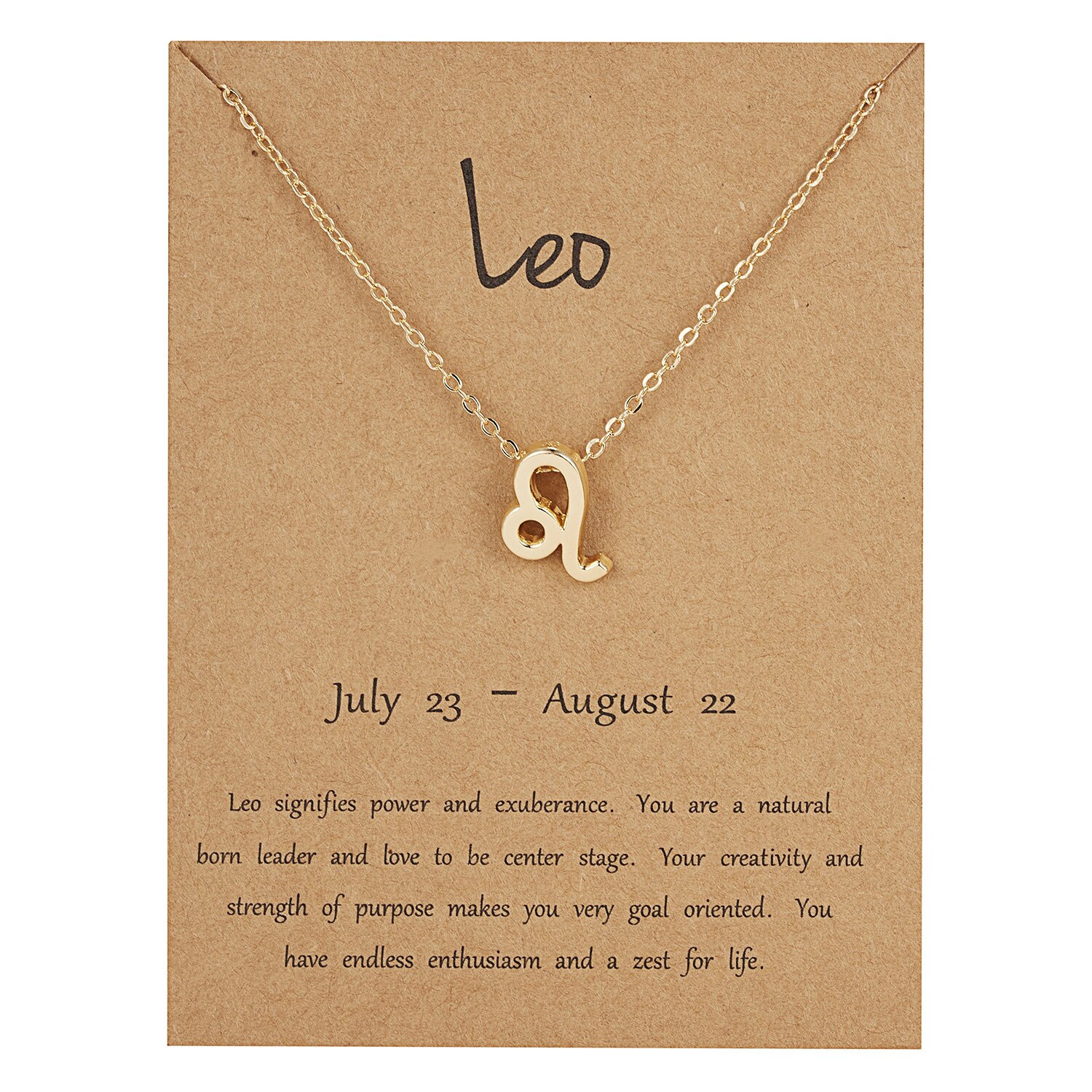 12 Constellation Pendant Gold Necklace Jewelry Choker Necklace Zodiac Sign Charm Necklace Birthday Wish Card for Women Girl: Leo