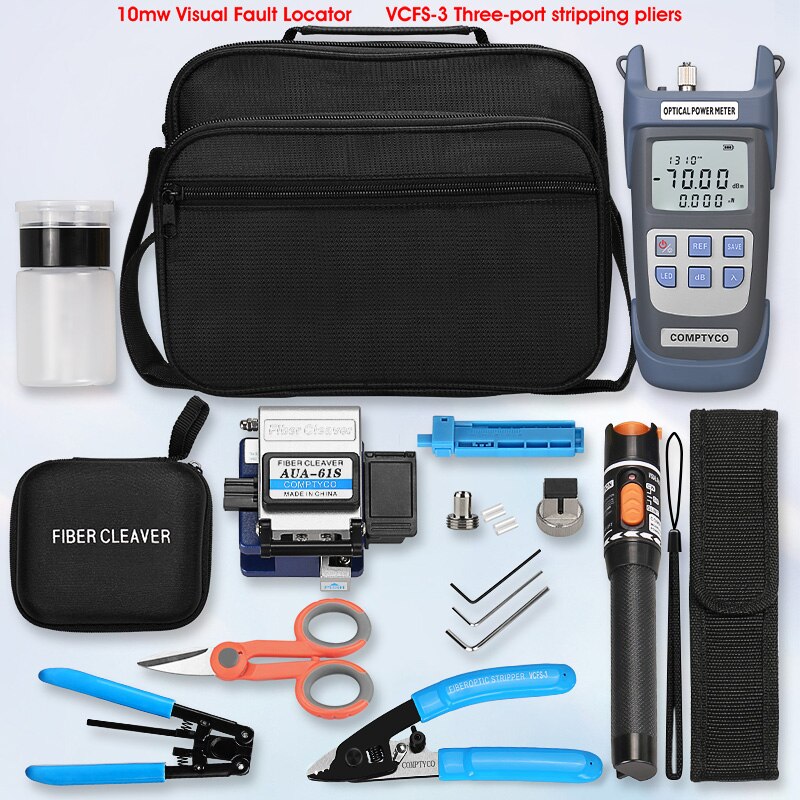 FTTH Fiber Optic Tool Kit with Fiber Optica Power Meter and 10mW Visual Fault Locator AUA-61S FTTH Tool