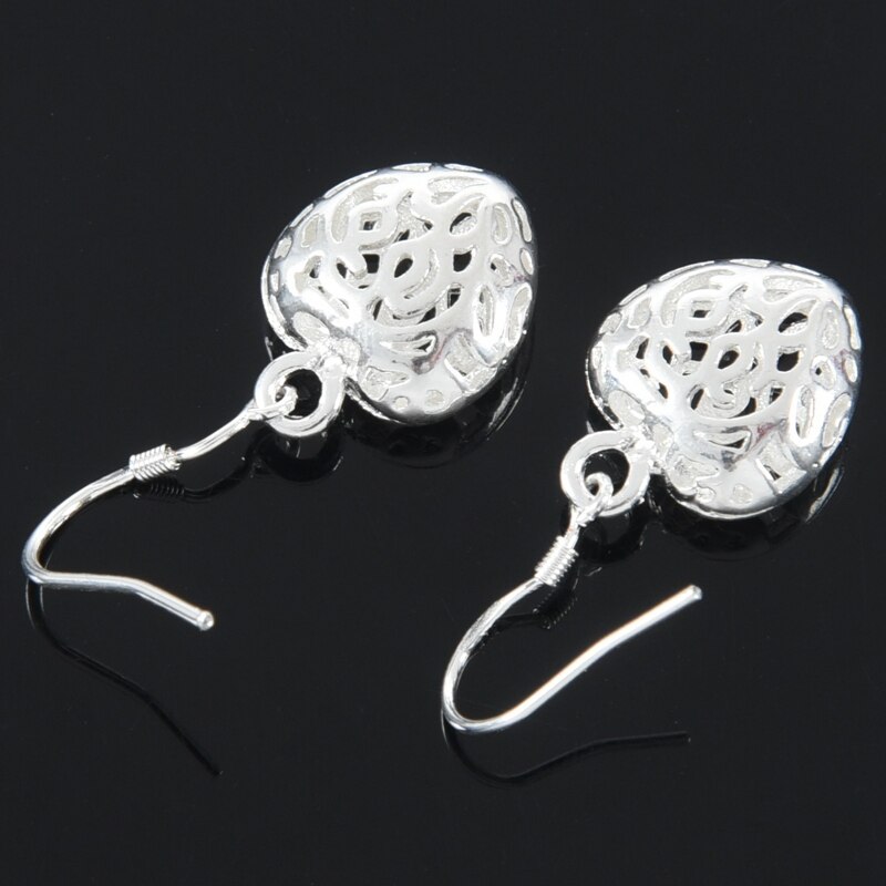 Dangling earrings - Women - heart - silver plated