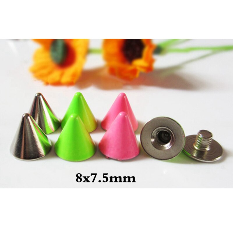 7.5-10Mm Kleurrijke Messing Spikse Garment Rivet Studs Met Schroeven Voor Wrap Riem Tas Hoed Armband Lederen Carft diy Accessoires