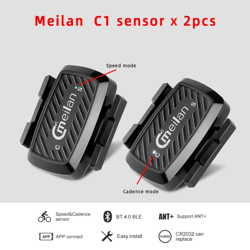 Meilan C1 Bicycle Cadence Speedometer Sensor Cycling Bluetooth4.0/ ANT+ Indoor Spinning Cadence Training C3: C1 (2PCS)