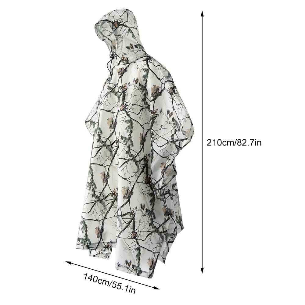 Snow Camouflage Raincoat Backpack Waterproof Raincoat With Hood Hiking Cycling Rainwear Poncho Outdoor Camping Hiking Tent Mat