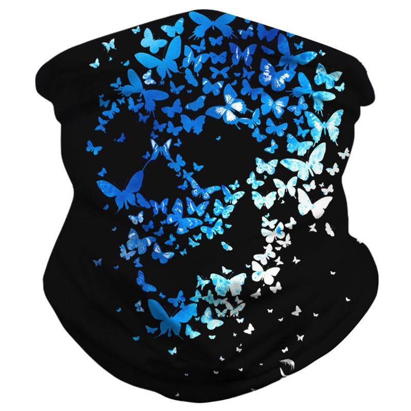 Unisex Multifunctional Bandana Magic Scarf Ripped Butterflies Skull Neck Gaiter Headband Motorcycle 3D Digital Face Mask: B