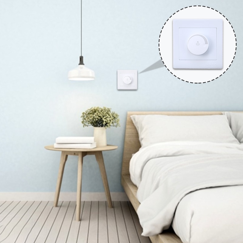 Mayitr 1pc White Waterproof LED Dimmer Double Light Switch Household 220V-250V Adjustable Brightness Controller