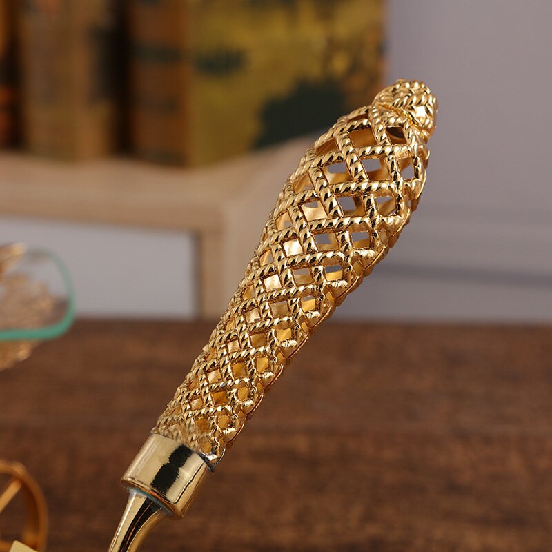 Juego de pala y cuchillo dorados para hornear, juego de cubiertos dorados con mango hueco para Pizza, pastel, postre, de cumpleaños y boda