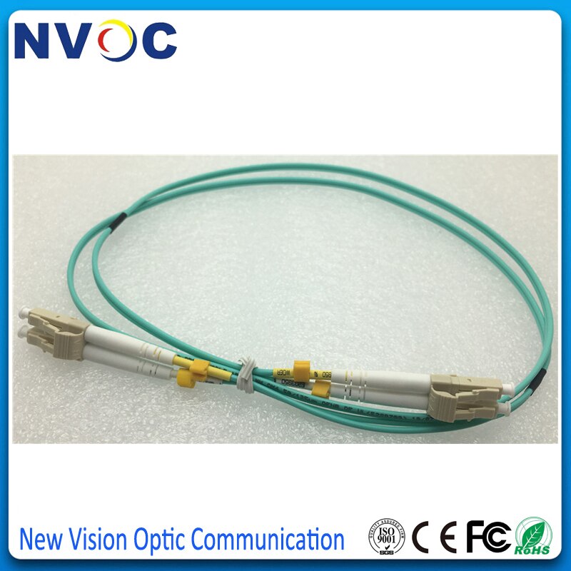 10 pz/lotto, 1M LC UPC LC UPC OM4 50/125 Dual Core MM 2.0 millimetri, rivestimento di PVC, LC/UPC-LC/UPC Duplex Fibra Ottica Patch Cord Cavo di Ponticello