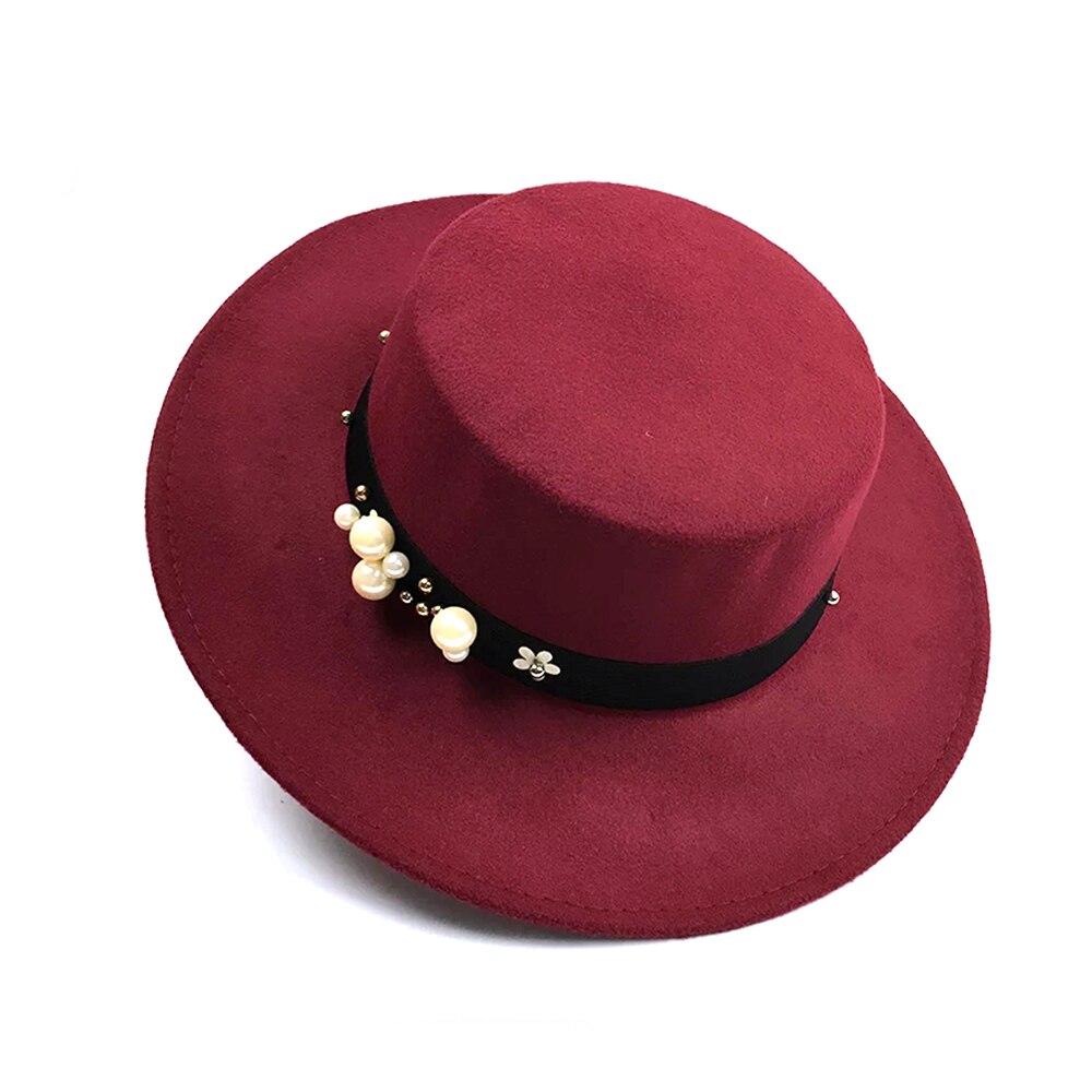 Perle chapeau femme vintage moderigtigt sort top filt fedora hat mænd sombrero bowler kirke trilby hatte til kvinder gorra mujer: 6