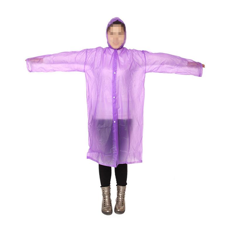 Pourple portabel regnkappa regnponcho med huva och ärmar regnkläder för vuxna män kvinnor