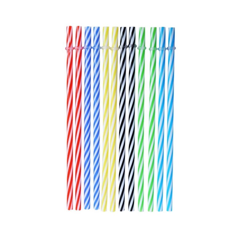 Mason F4B8-pajita de plástico duro de Pp, Pajita rayada de Color aleatorio, con anillo, 19cm, 1 unidad