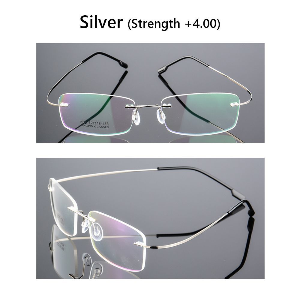 Ultralichte Tr90 Geheugen Titanium Randloze Leesbril Mannen En Vrouwen Presbyopische Brillen 1.0 1.5 2.0 Tot 3.5 4.0: Khaki / + 125