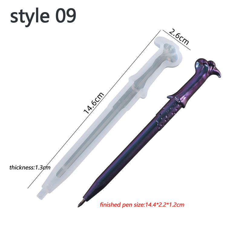 Moule en Silicone pour stylo à bille magique en résine cristal, moule en résine époxy fait à la main, fournitures d&#39;outils de moulage: 09