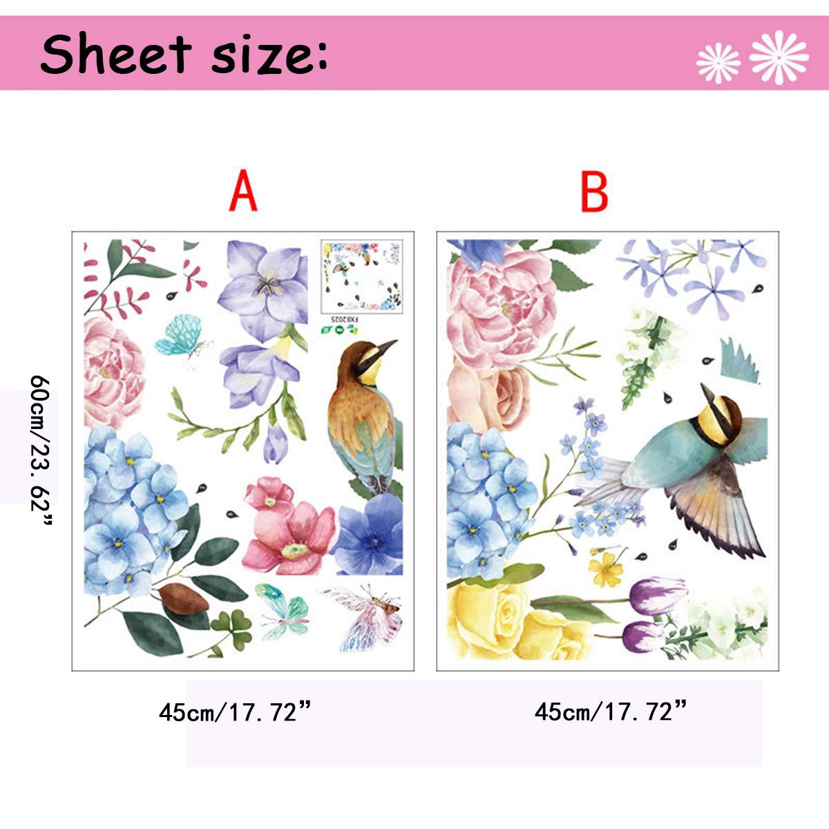 Spring Flower Bird Wall Stickers Window Decals Home Decor for Bedroom Living Room Kitchen DIY PVC Mural Arts Wall Decals