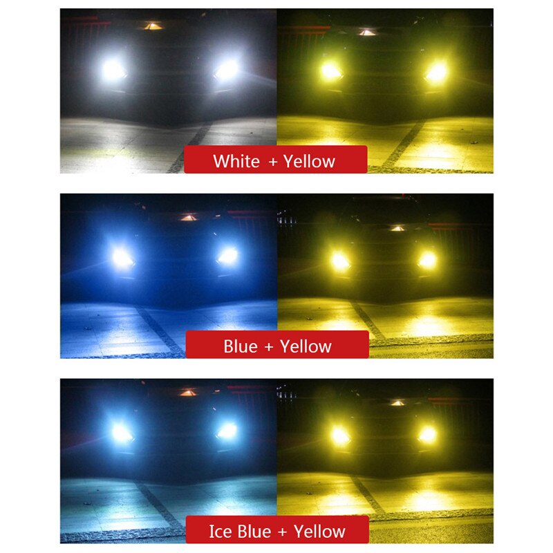 2 kpl 9005/h11/h3/880/h1 led polttimot kaksivärinen auton ajovalo 3000k 6000k 2400lm led ajovalon polttimo kaksivärinen auton sumuvalo 12v