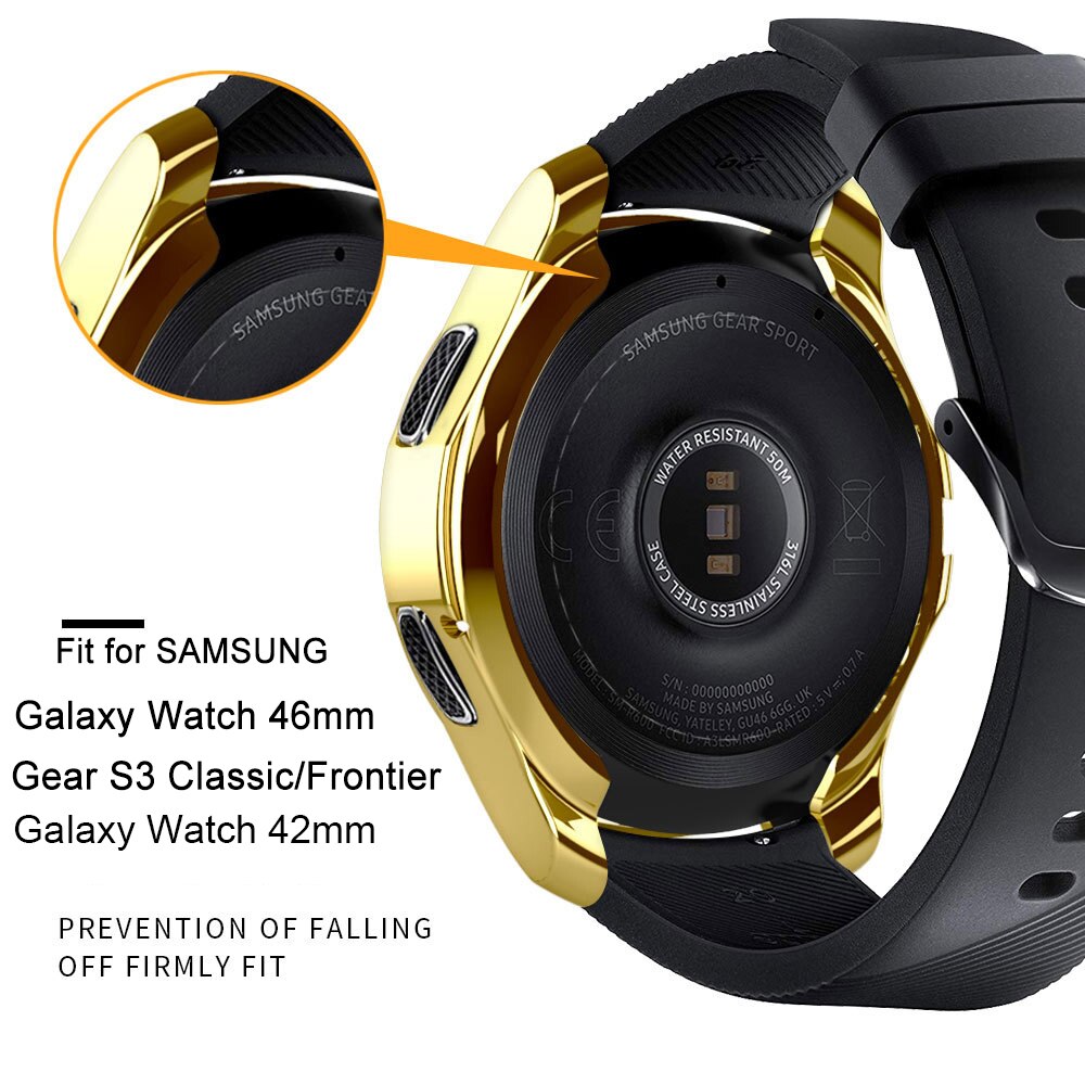 Coque de montre en TPU souple, 46/42mm, pour Samsung Gear S3 Galaxy Slim, antichoc, anti-rayures, galvanisée, Film de protection