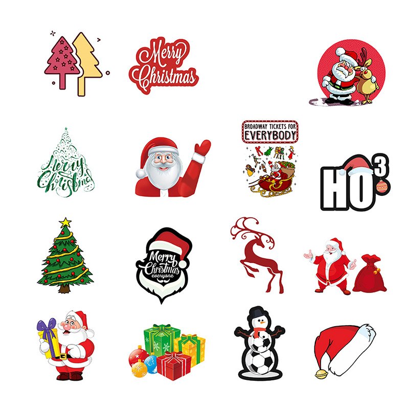 50 stk pakke klistermærker julehjort julemand snemand børn klistermærke diy til på skateboard kuffert bagage klistermærker