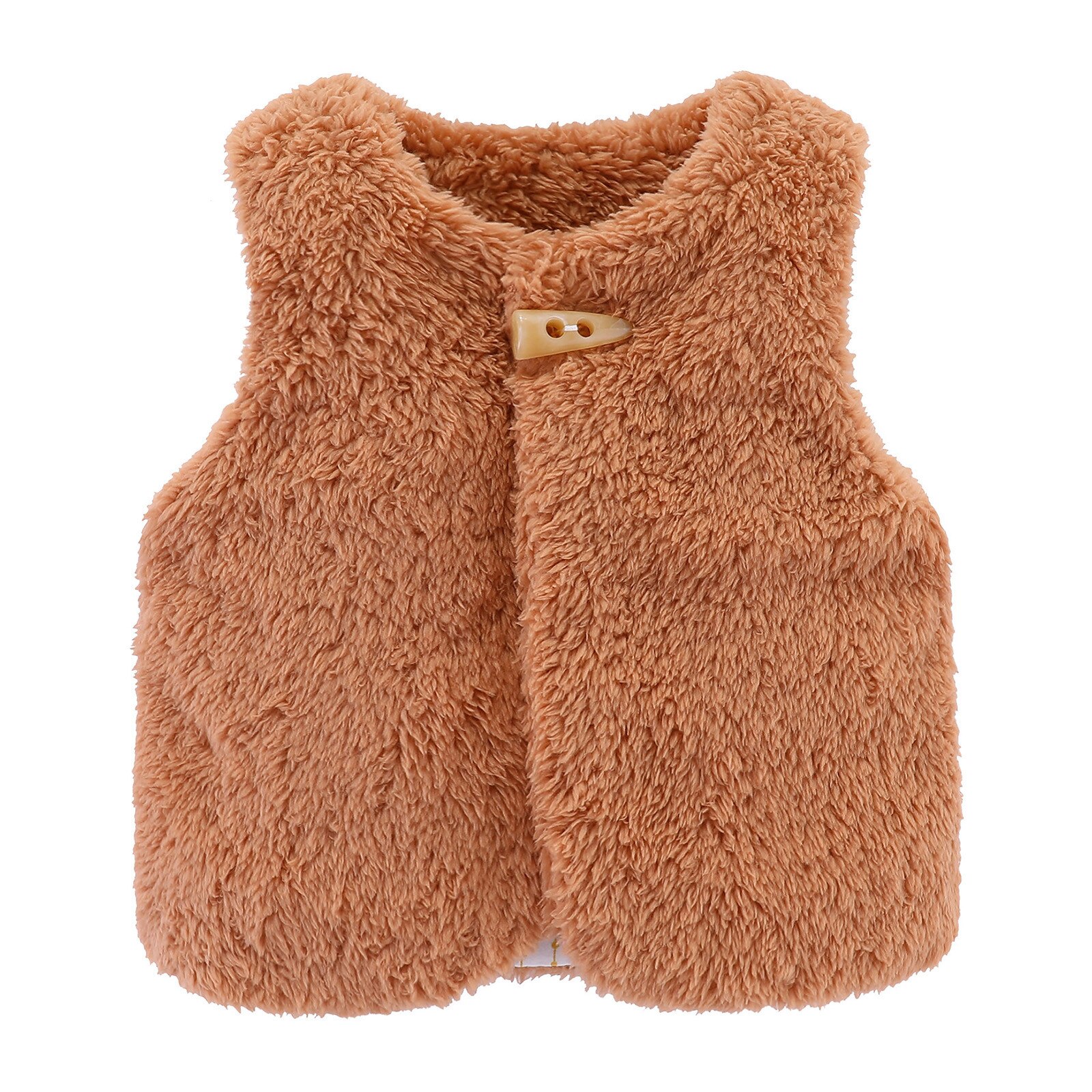 Winter Peuter Baby Kinderen Baby Jongens Meisjes Effen Kleuren Mouwloze Warm Fluffys Sherpa Vest Jassen Flanel Vest Kleding # P4: Bruin / 9m