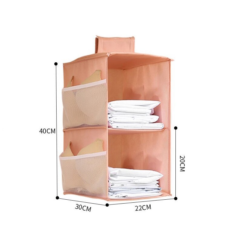 Armario de múltiples capas plegable, estante de almacenamiento de artículos, colgador interior de ropa, organizador de armarios, estante de almacenamiento: Pink / 2 layer