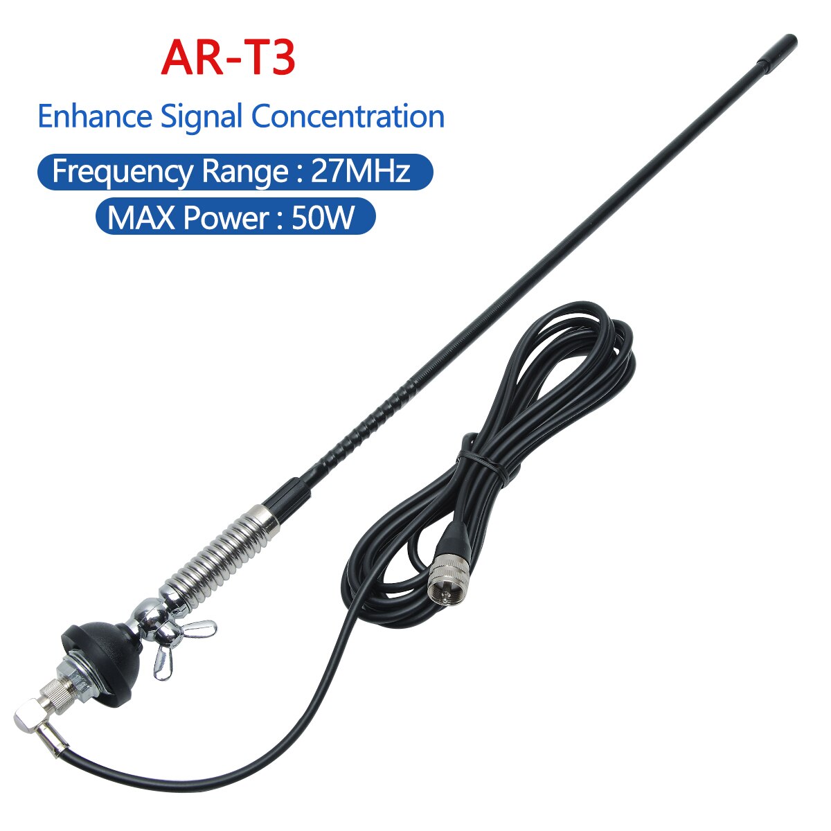 ABBREE T3 CB Radio 27Mhz Antenna with 4 meters Cable For Cobra Midland Uniden Maxon Anytone Mobile Car Citizen Band Radio