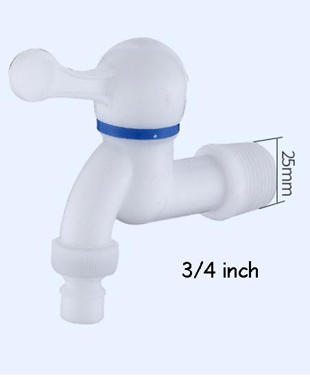 1/2 or 3/4 Inch PP Bibcocks Plastic Thread Interface Fast On Faucet Washing Machine Tap Home Replacement Switch Tap Bibcocks: 3-4 inch
