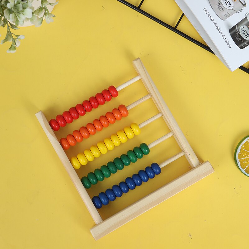 1Pc Educatief Speelgoed Mini Houten Telraam Kinderen Early Math Leren Speelgoed Getallen Tellen Berekenen Kralen Abacus 15.5*15cm