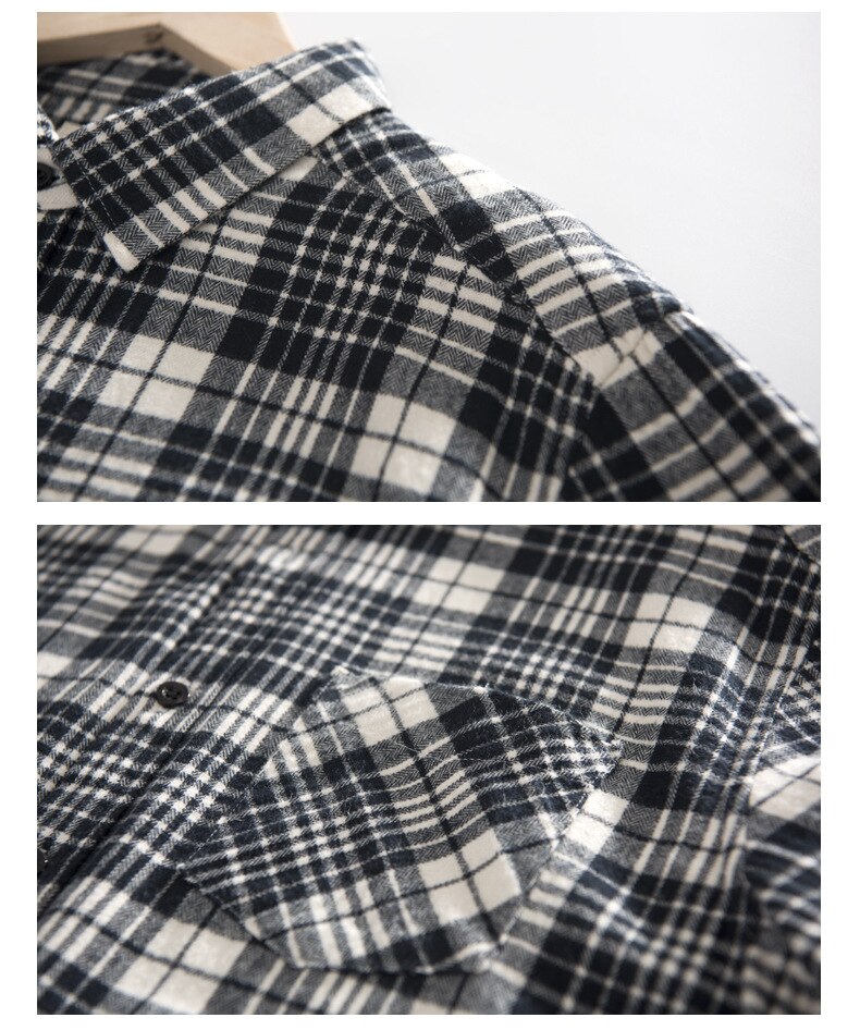 Ropa De Hombre, camisa a cuadros De algodón para Hombre, camisa De manga larga ajustadas coreanas, camisa informal De franela De algodón