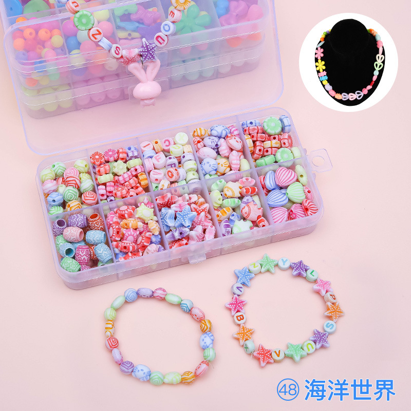 Juego de cuentas DIY para niñas, Kit de fabricación de joyas para niños, cuentas de perlas para pulseras, anillos, collares, Kits creativos, artesanía artística: Plata