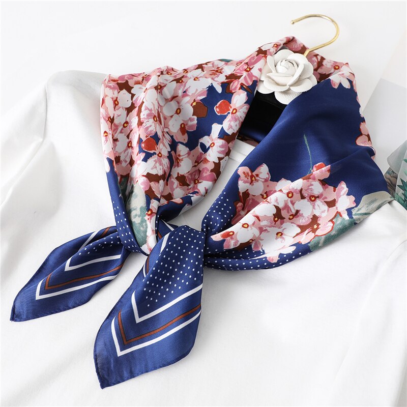 Zomer zijden haarbanden voor dames, sjaals met bloemenprint, foulards, hoofddoeken, bandana's en stropdassen