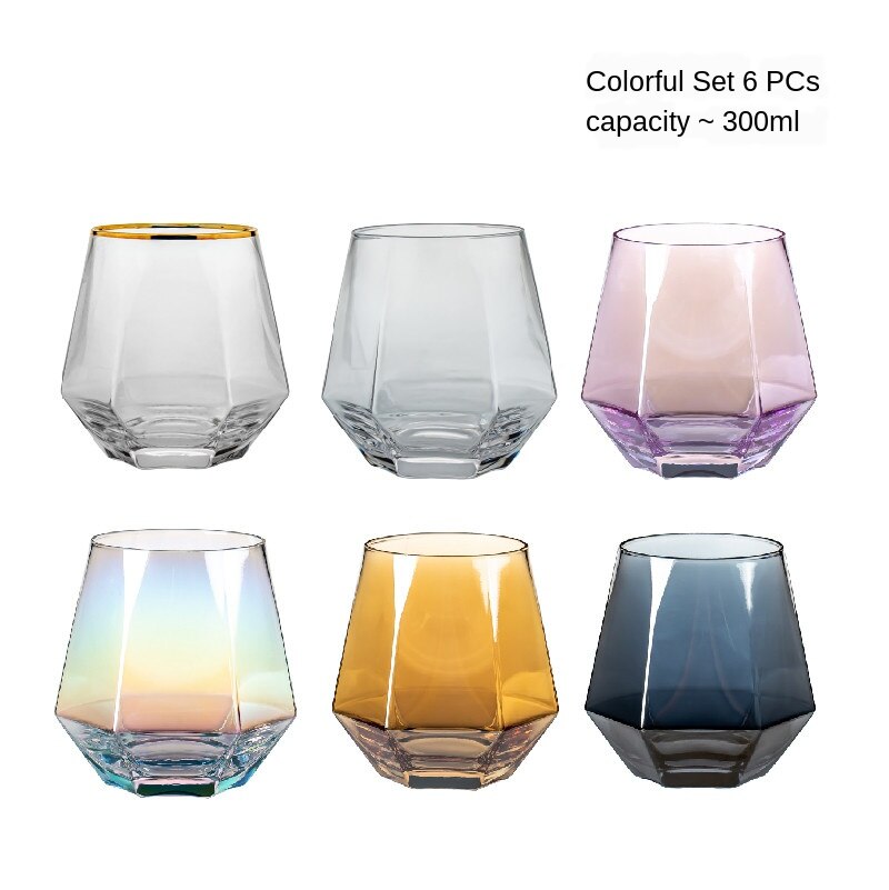 Verre coloré résistant à la chaleur, verre à Six faces, gobelets d'eau, tasse à jus de Cul, verre à boisson, haute apparence