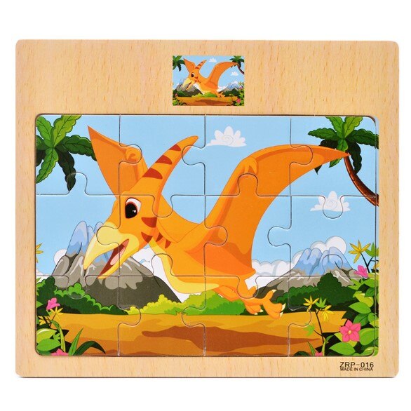 Kids Wooden Puzzles 12 Slice Cartoon Animals Traffic Jigsaw For Children Montessori Toys Educational Learning Game MG150: MG150-016