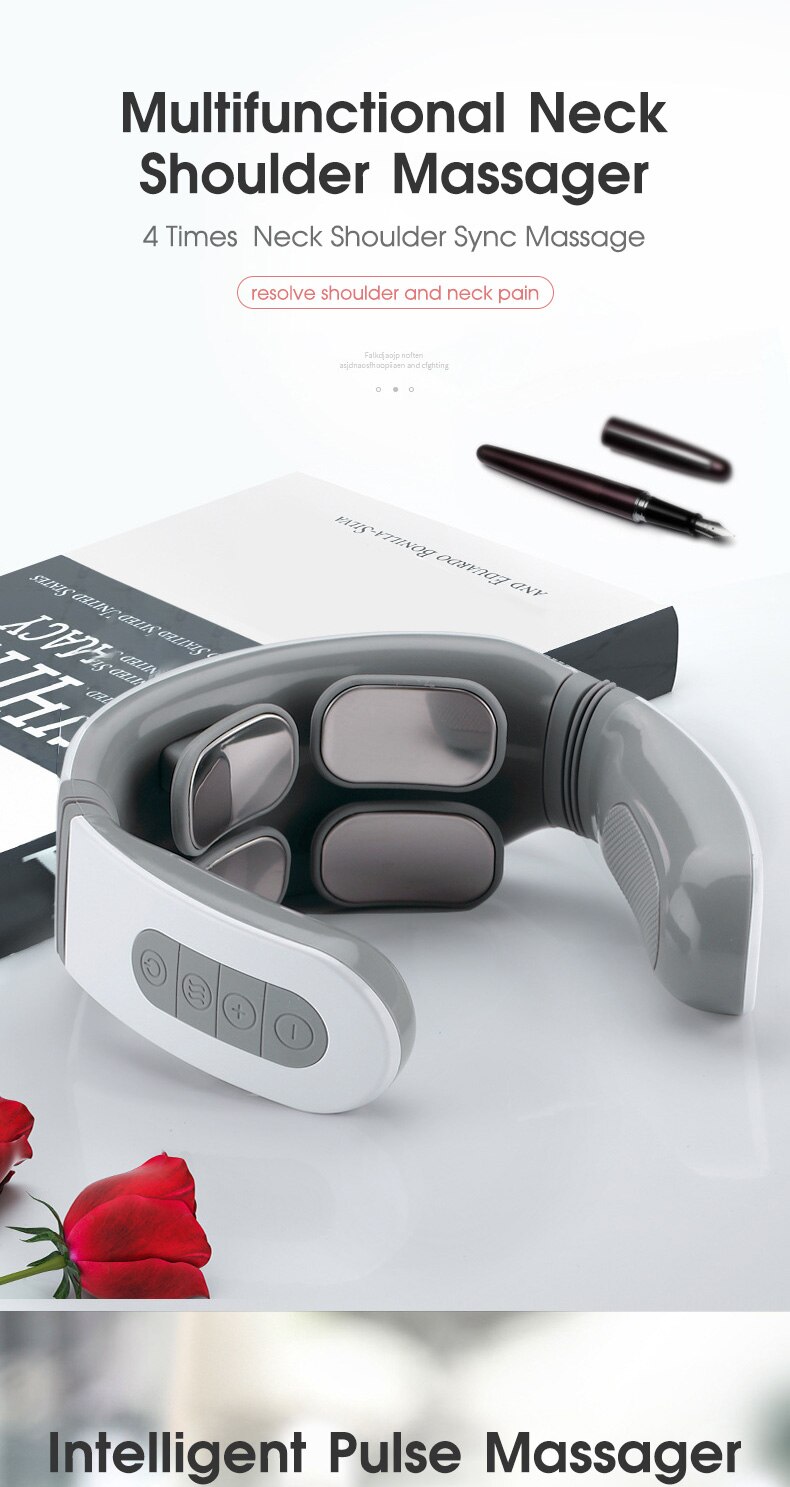 4 Head And Neck Massager, Shoulder And Neck Massager, Multifunctional Electric Compress Pulse Neck Protector, Rechargeable M