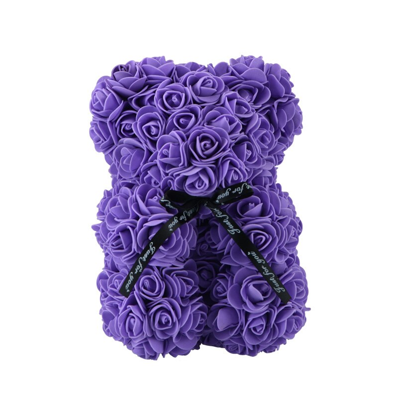 Großen Regenbogen Bär von Rosen mit Kasten 38cm 3D Schaum Rosen Bär Teddybär Kostüm Seife Blume Weihnachten