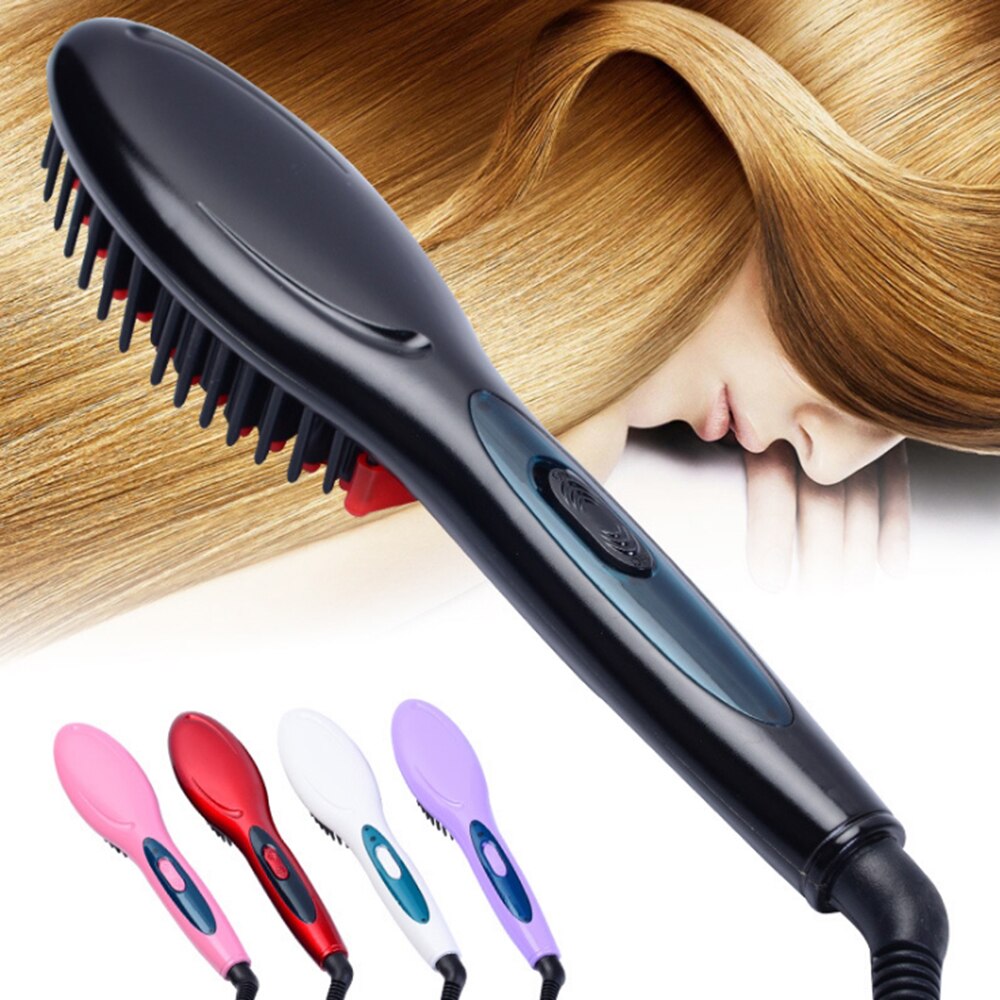 Hottest Ceramic Electric Hair Straightening Brush Hair Straightener Comb Girls Ladies Wet & Dry Hair Care Styling Tools