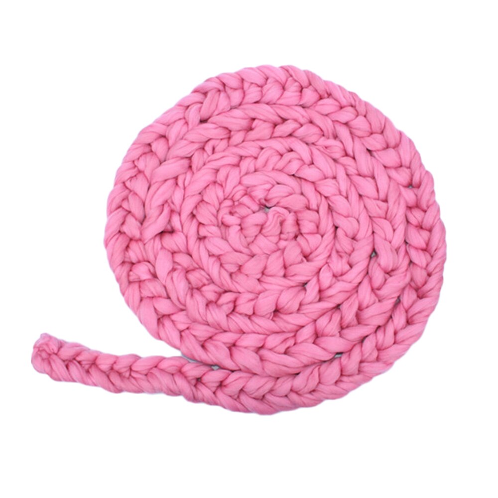 Handmade Woven Baby Blankets Wool Crochet Basket Filler Newborn Twisted Braid Photography Props Chunky Knit Blanket: Pink