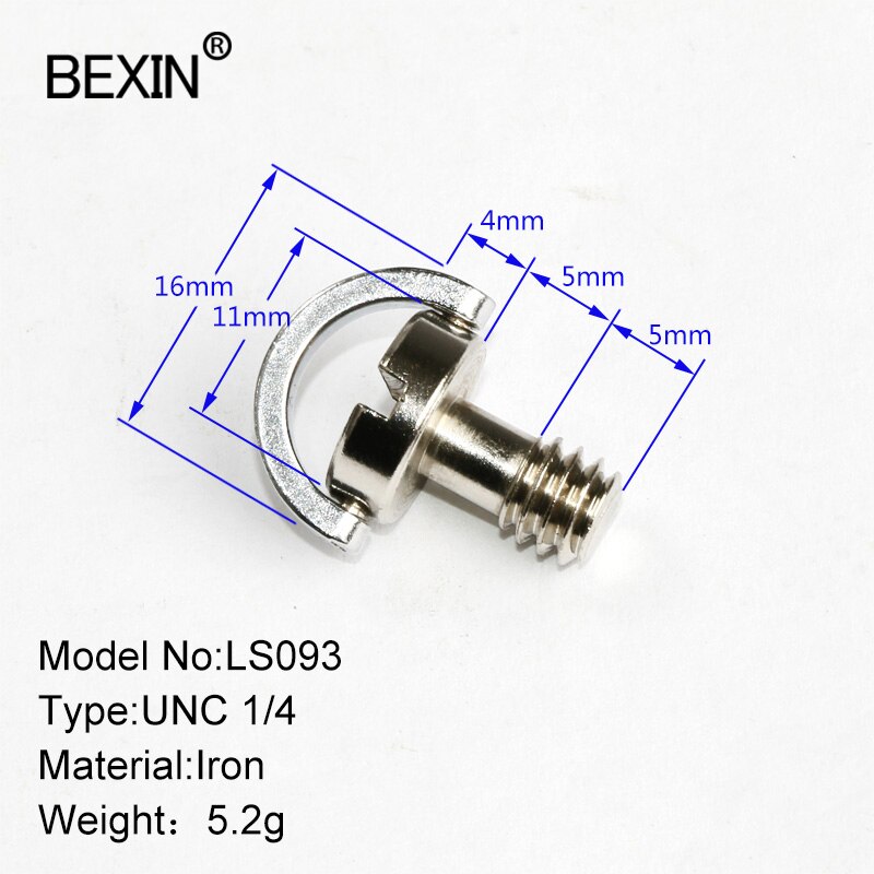 LS093 Camera Mount Schroef 1/4 Inch D-Ring Schroef Ijzer Quick Release Schroef 20-Draad Statief Plaat Schroef voor Dslr Camera
