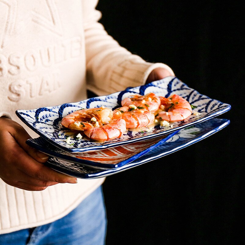 Rectangular Ceramic Snack Platter Japanese Style Sushi Tray Dessert Plate Western Food Dish