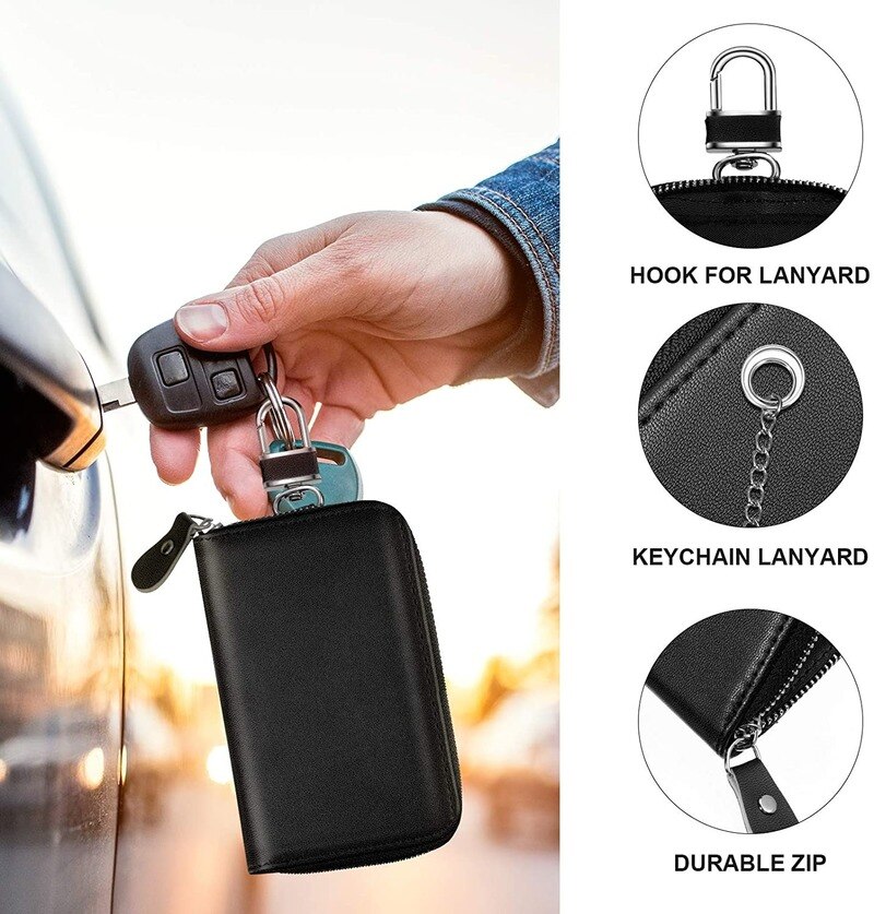 2 Pcs Faraday Bags for Key Fob Car Signal Blocking Bags Car Key Holder Zipper Bags in Black for Car Key Storage RFID Key Pouch