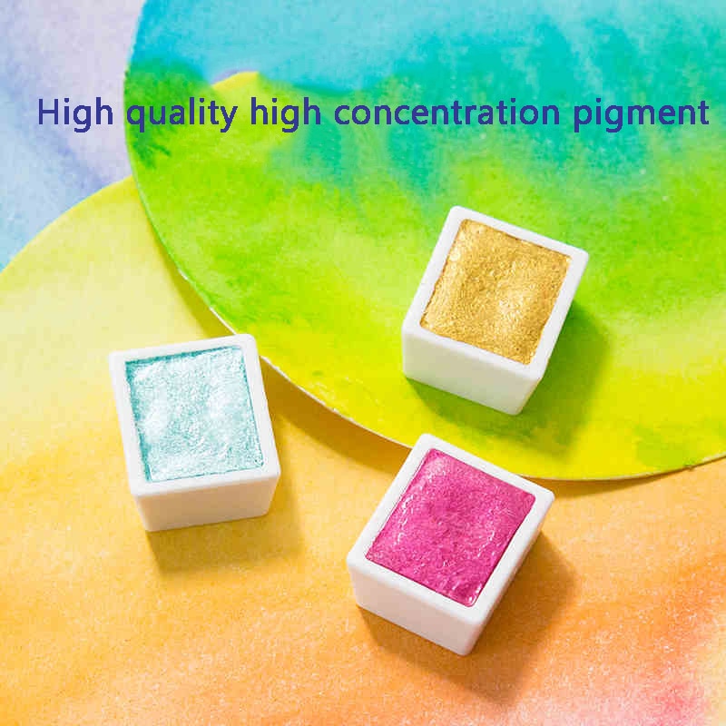 Professionele 12/24/48 Kleuren Parelmoer Aquarel Verf Set Pigment Effen Verf voor Kunst Levert