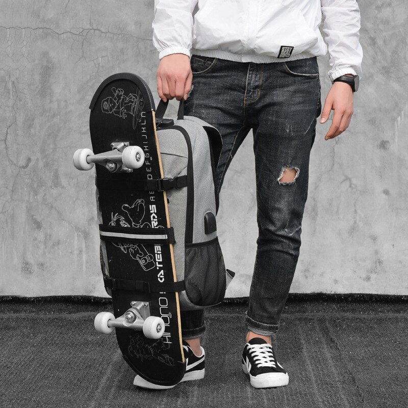 Sac à dos de Skateboard antivol avec verrouillage par mot de passe, chargeur Usb, à bandoulière, pour loisirs, voyage, ordinateur, Longboard, pour hommes et femmes