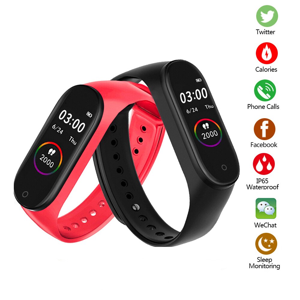 M4 smart armbånd fitness tracker hjertefrekvens blodtryksovervågning bluetooth smart armbånd skridttæller sport smart ure