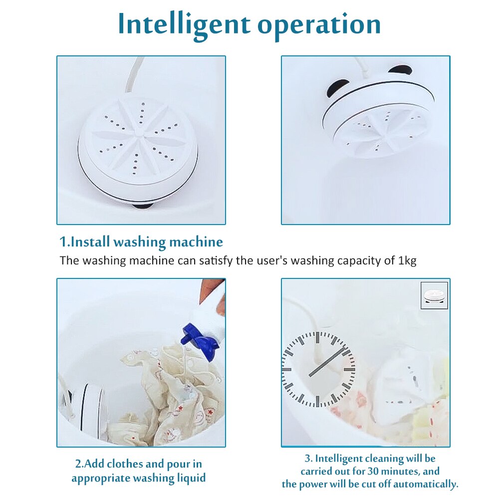 Mini Ultrasonic Washing Machine Portable Washer And Dryer Machine Laundry USB Cleaner For Home Travel Business Trip Camping
