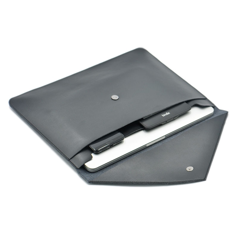 Laptoptaske, etui, 13/14/15.4/16 -tommer taske, kuvertformet pu-læderetui til macbook pro air 13.6 , 14.2-tommers dobbeltlomme