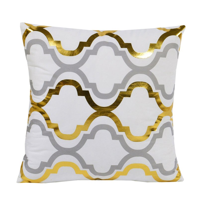 BeddingOutlet Bronzing Kussenhoes Goud Zwart Wit Kussensloop Geometrische Decoratieve Kussensloop Sofa Blad Kussenslopen 45x45: White 004