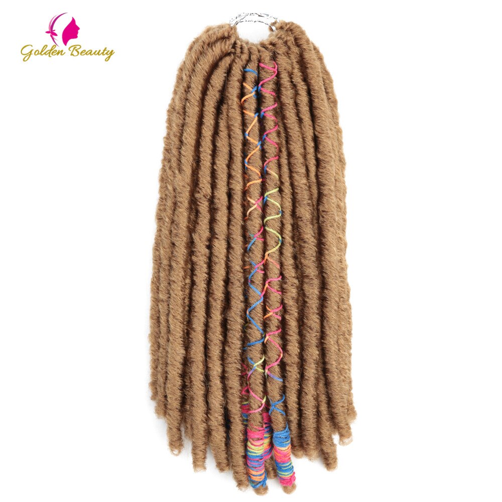 Golden beauty 18 " lange faux locs syntetiske flette hår extensions bløde hæklede fletninger hår med farve linje dreadlocks styles