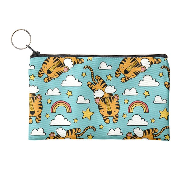 Jahr der tiger Geldbörse Frauen Mini Leinwand Karte Halter Kleine Brieftasche Tägliche Lagerung Tasche Kawaii Stift Tasche Für kinder Mädchen: Style8