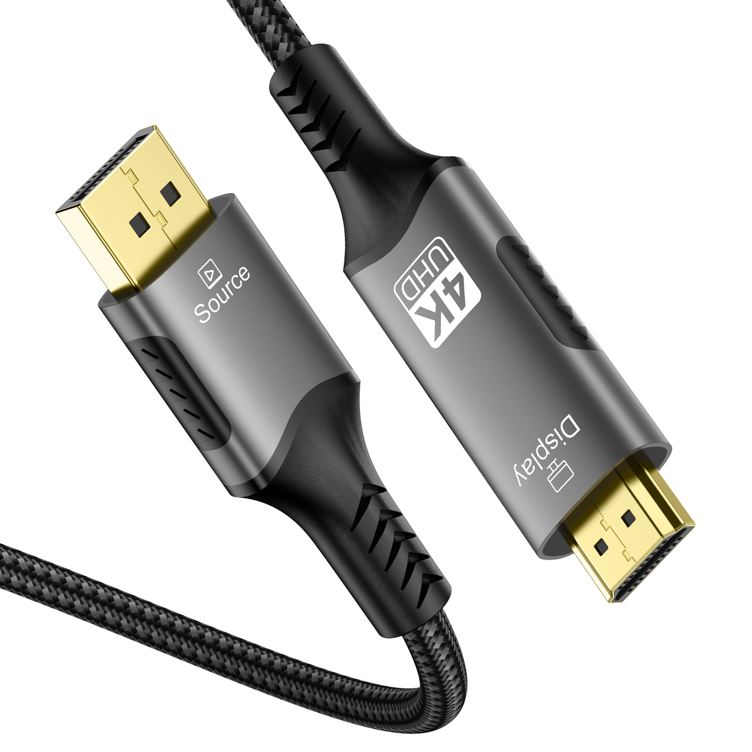 DisplayPort 1.4 to HDMI 2.1 Braided Cord 8K Cable Video Adapter [8K@60Hz,4K@120Hz] Directional DP Source to HDMI Display: Yellow