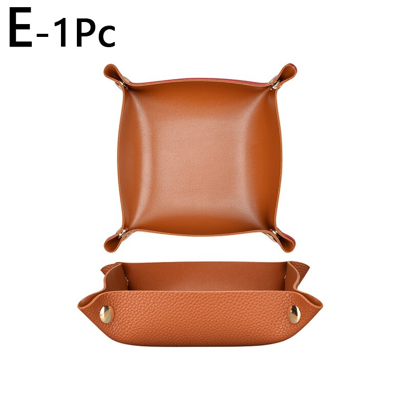 nordisch Stil Faux Leder Ablage Kasten Multi-zweck Druckknopf Schmuck Kosmetik Schlüssel Platte Platz Schreibtisch Organisation: E-S