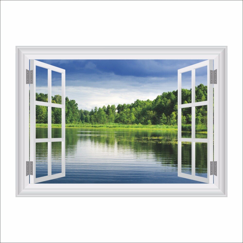 Natural Forest Tree Wall Sticker Living Room Bedroom TV Background Sofa home Decor 3D Window Wall Decals Mural Poster