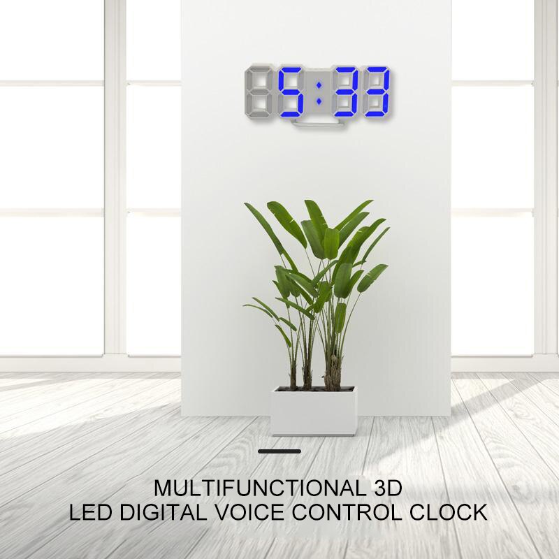 3d led digitalt ur stemmestyring ure automatisk lys desktop ure vækkeur stue indretning