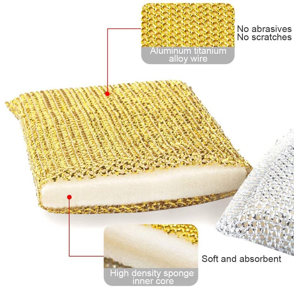 Kitchen Scrubbing Sponges Non-Scratch Scrubbing Cleaner Sponges Multi-Surface Non-Metal Dish Scouring Scrubbers