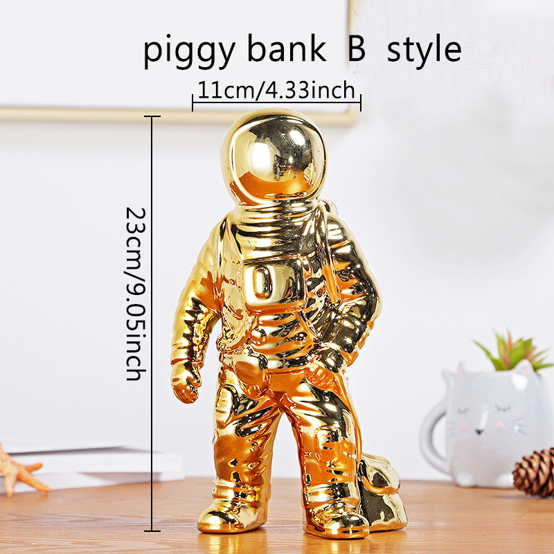 florero de cerámica escultura astronauta robot cohete hombre espacial estatua cosmonógrafo decoración del hogar para decoración de mesa artesanal: B style